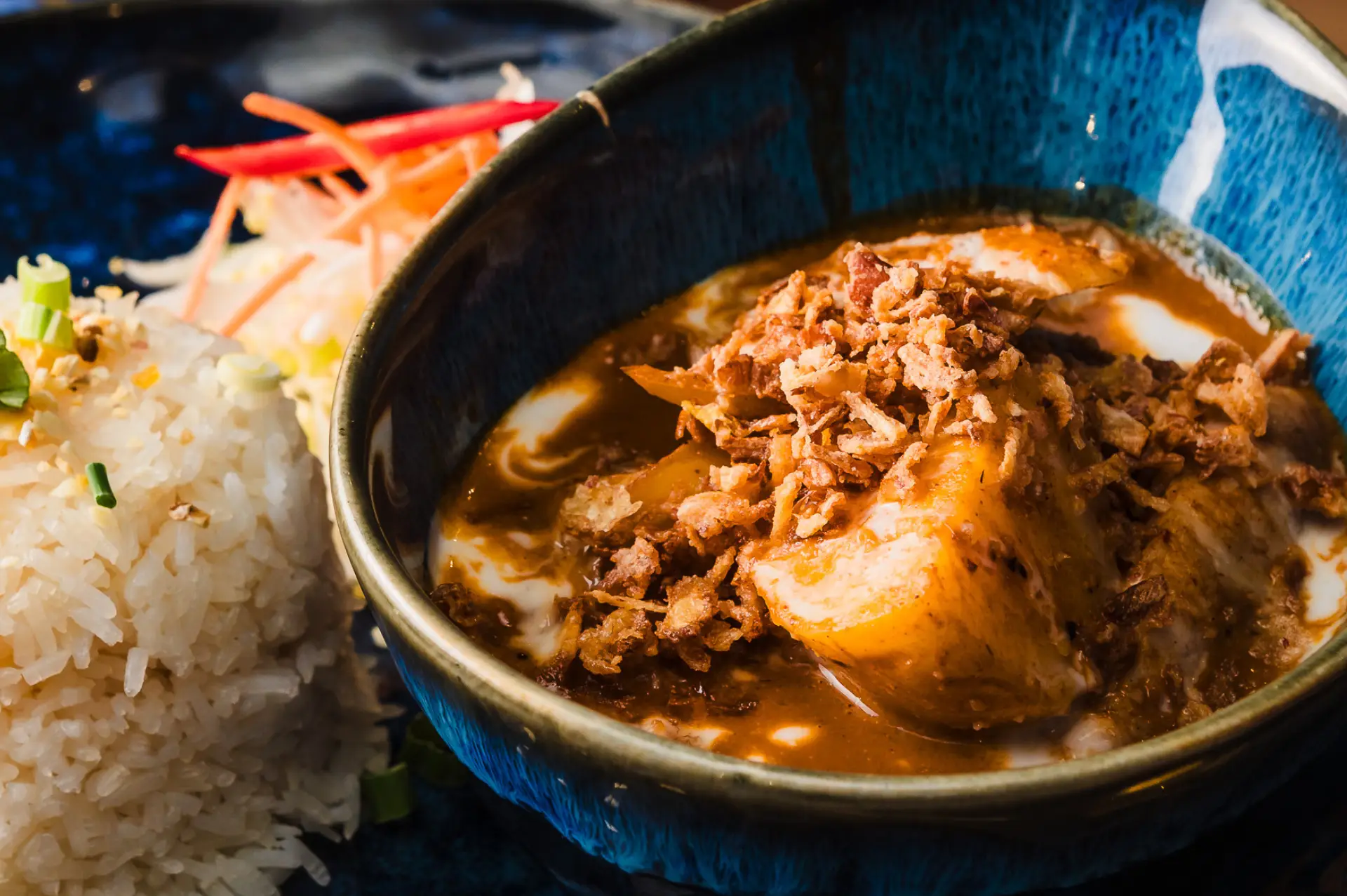 massaman curry with jasmine rice